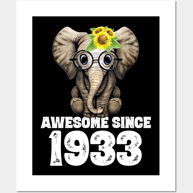 Awesome since 1933 87 Years Old Bday Gift 87th Birthday Wall Art by DoorTees